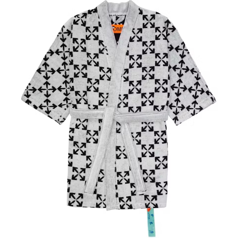 NWT OFF WHITE Arrow Pattern Gray and Black Robe Bathrobe